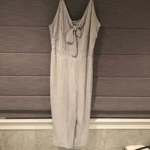 Blue striped tie jumpsuit